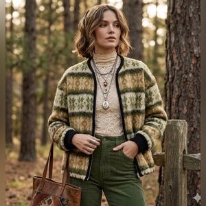 Vintage Pure Virgin Wool Zip-Up Jacket